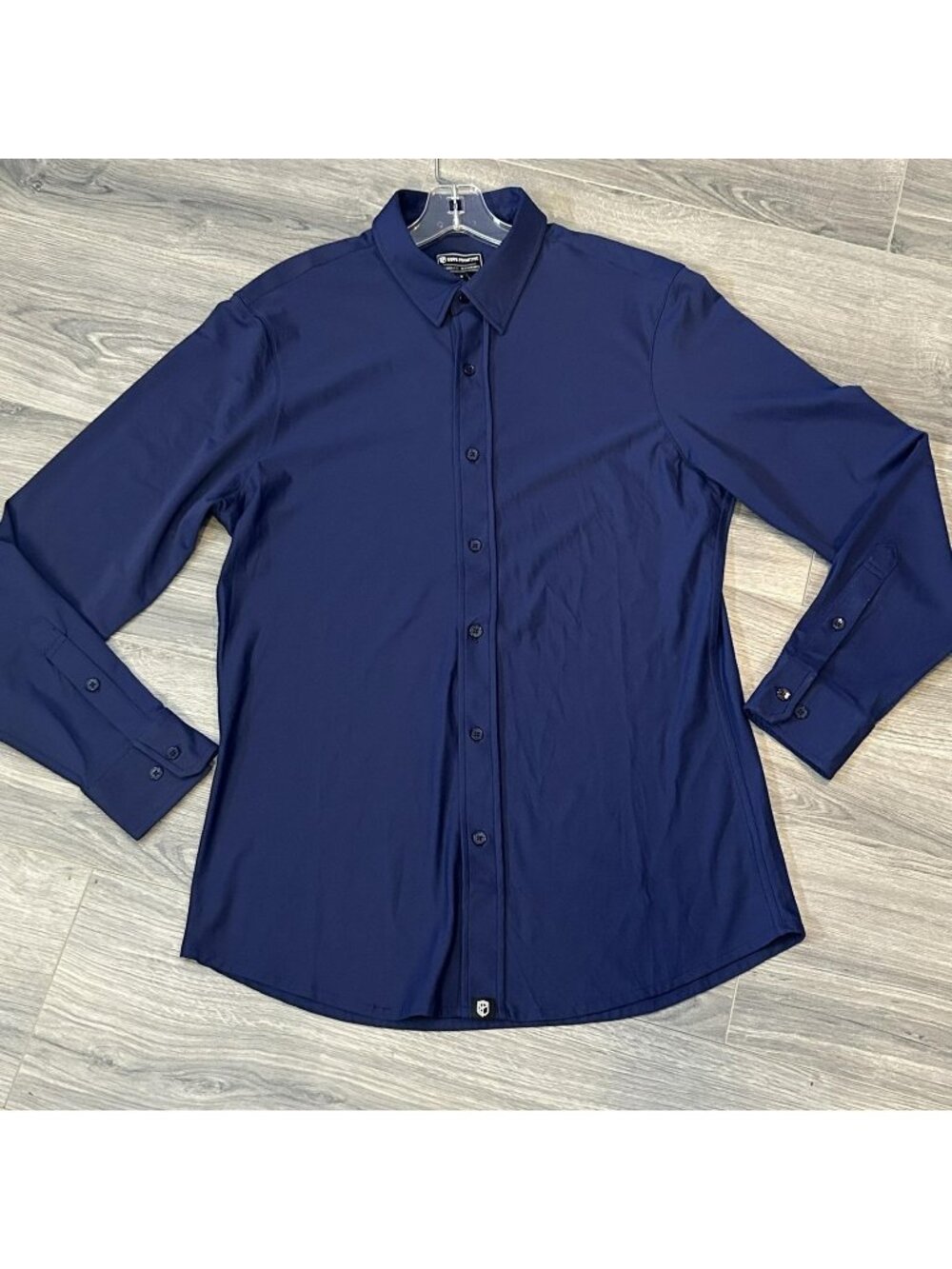 Born Primitive Network Long Sleeve Shirt Mens L Blue Stretch Button Up